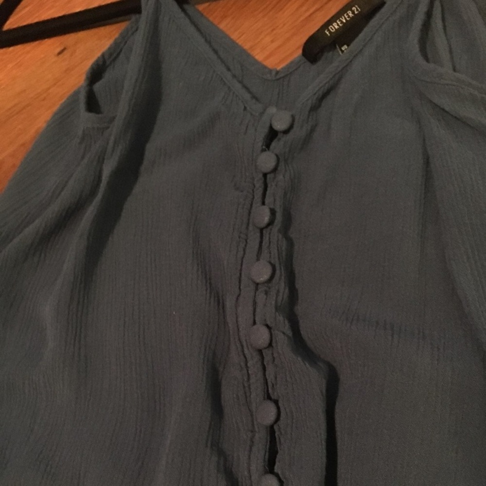 Navy Button Crop Blouse - Picture 5 of 5
